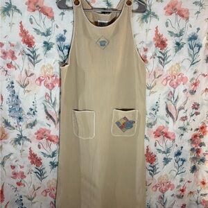 Vintage Teddi Beige Maxi Dress with Patch Pockets